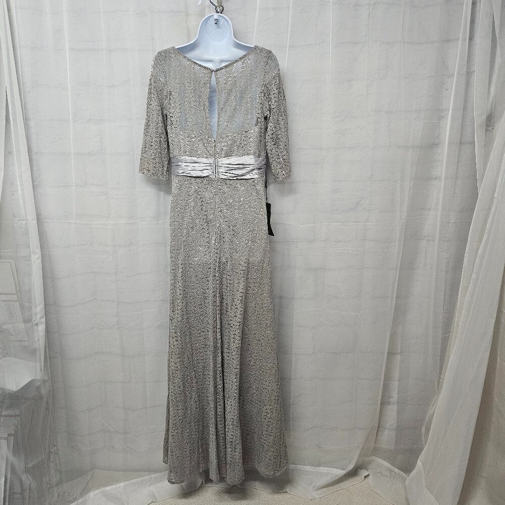 NWT Ever Pretty Dress Floral Lace Gray Satin Maxi Whimsigoth  12 - Picture 8 of 16
